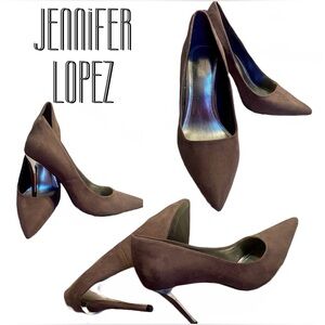 Jennifer Lopez Grey suede high heels